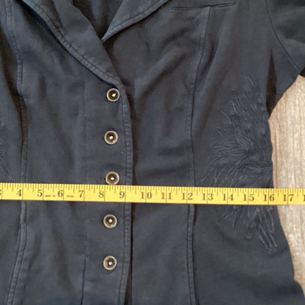 Soft Surroundings Tallulah Military Jacket Sweater Size Medium Embroidered Gray - Picture 7 of 11